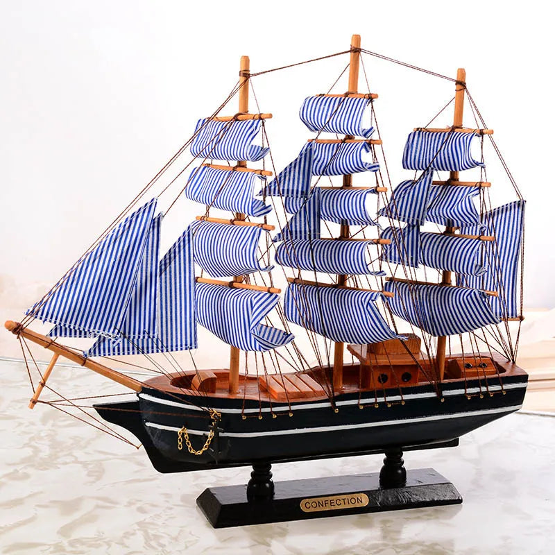 Modelo Decorativo de Navio Pirata Mediterrâneo Artesanal