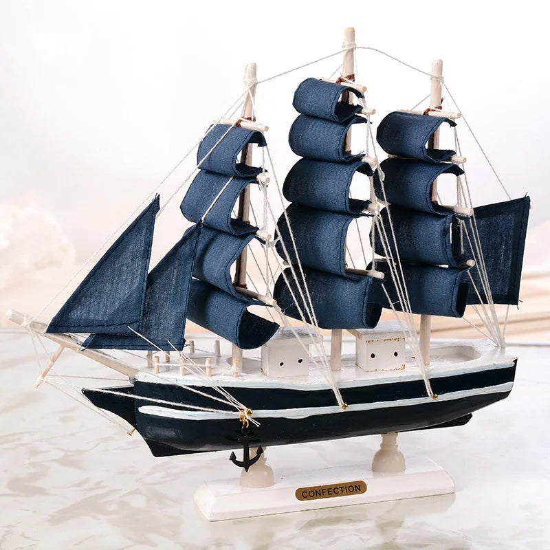 Modelo Decorativo de Navio Pirata Mediterrâneo Artesanal