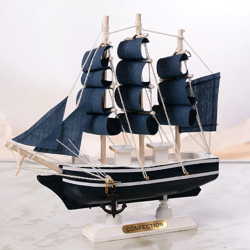 Modelo Decorativo de Navio Pirata Mediterrâneo Artesanal