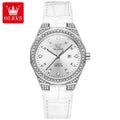 Relógio Feminino OLEVS Diamond Elegance com Pulseira de Couro