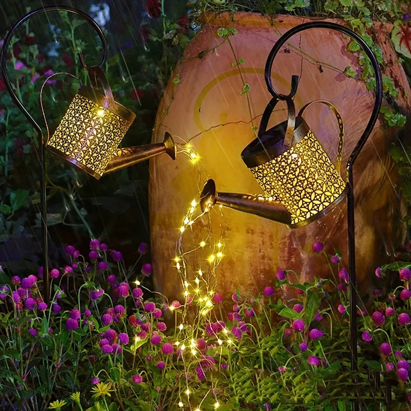 Regador Solar Art Deco com Luzes LED para Jardim